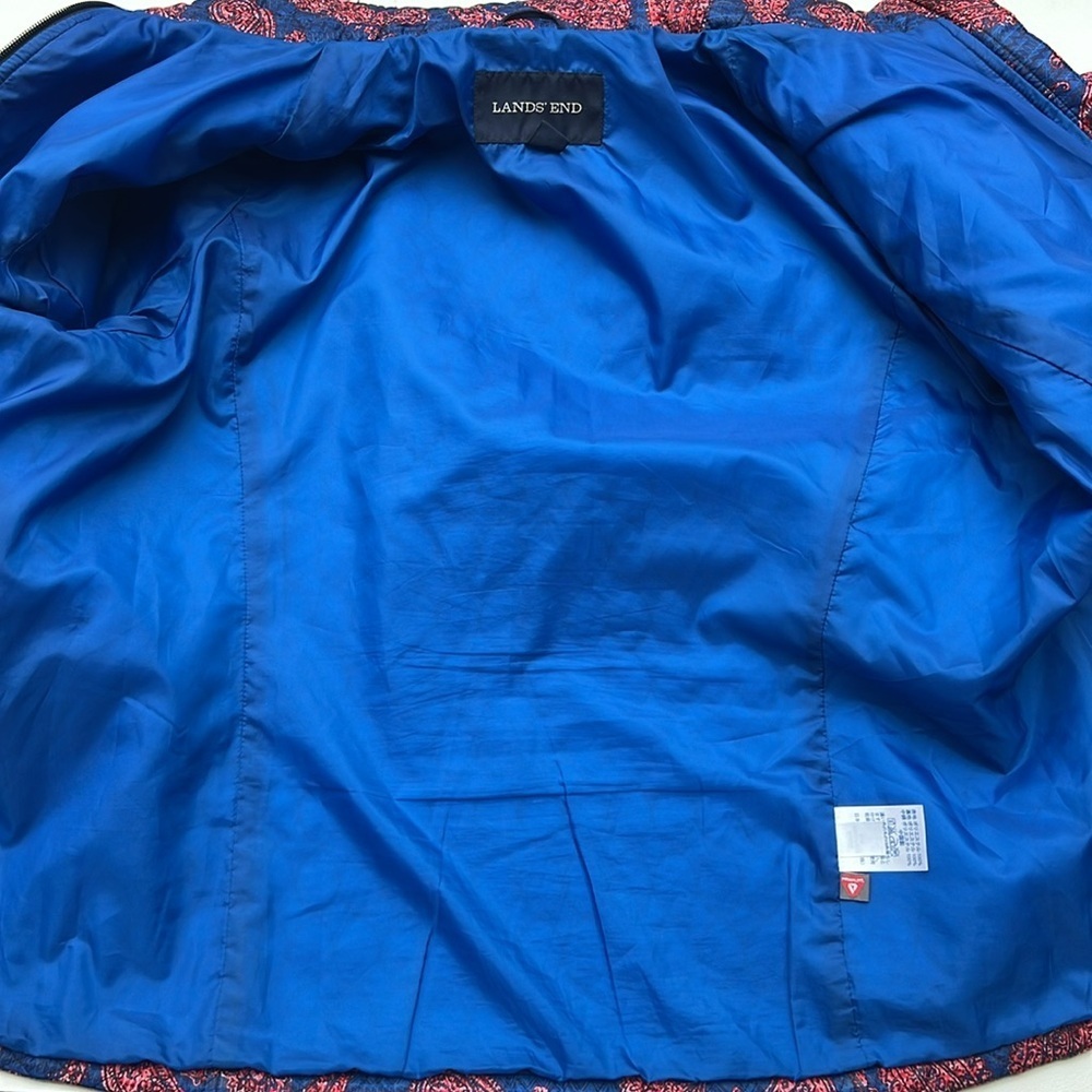 Lands End Paisley quilted red/blue jacket size Large​​ - Picture 6 of 9